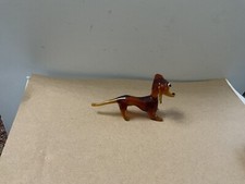 Glass Sausage Dog Figure,Dachshund Ornament,Murano Glass,Lauscha Glass,Bimini