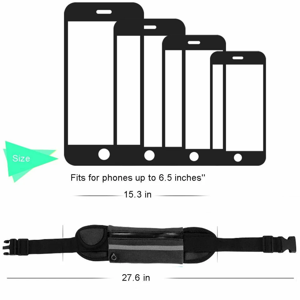 Riñonera deportiva impermeable cintura corredor correr trotar cinturón bolsa cremallera riñonera Foto 3 de 4