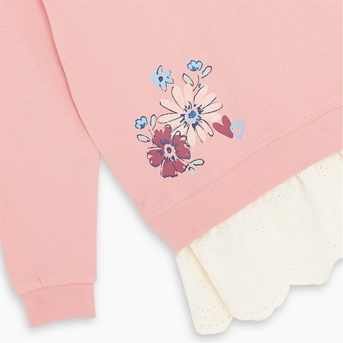 Be You Girls Floral Broderie Sweatshirt And Rib Legging Set Dusty Pink Shorties - Picture 6 of 6