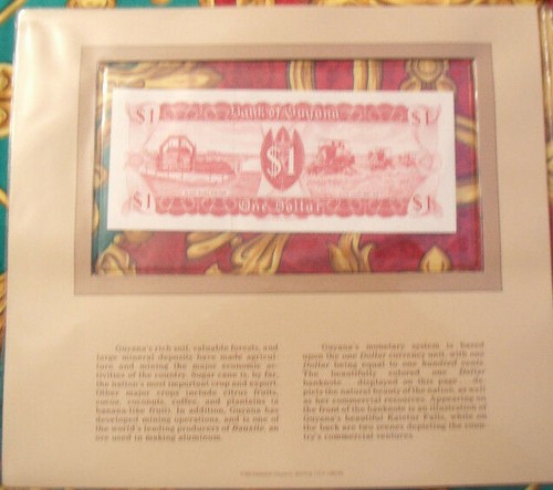 Most Treasured Banknotes Guyana 1966-91 1 Dollar P-21d UNC Fancy A/72 343233 - Picture 2 of 2