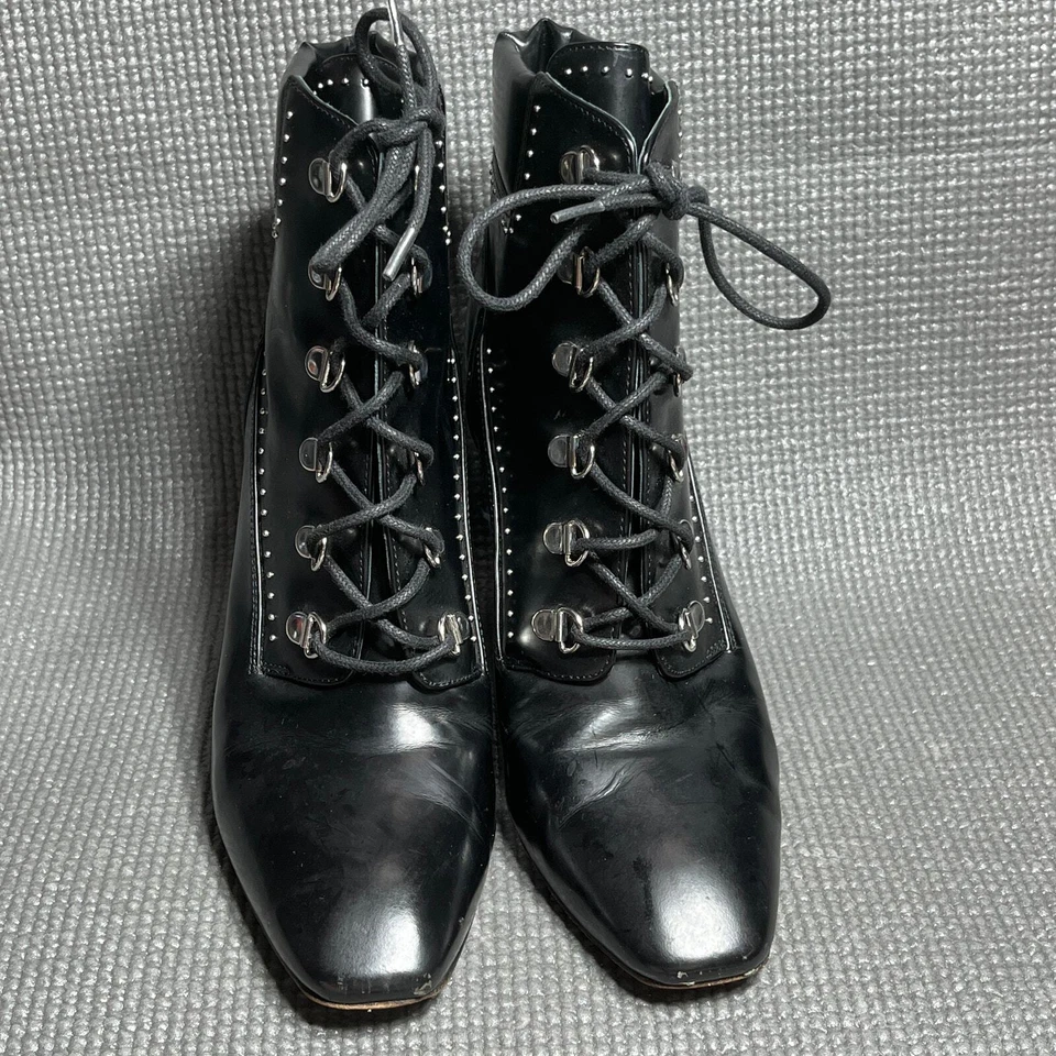 Botines Sigerson Morrison Valora Tachonados con Cordones Tacón Bloque para Mujer Talla 8B Negros Foto 2 de 4