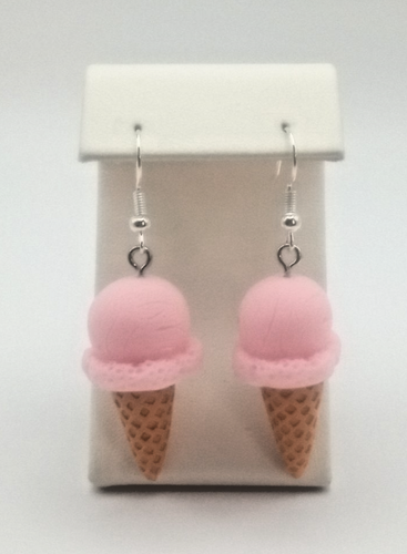 Ice Cream Earrings Strawberry Pink Dessert Jewelry Cute Gift for Her