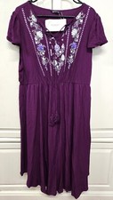BLOOMCHIC WOMENS BURGANDY LONG PEASANT DRESS W/TASSLES SIZE 22 NWT