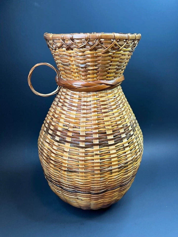 Woven Bamboo Vase In Great Condition 12" Tall - Image 3 of 4