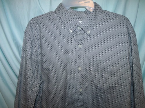 American Eagle Gray Geometric Collared LS Button Up Shirt Size L Junior Men's - Picture 2 of 3