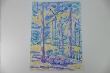 Wilhelm Klußmann Aquarell 1993 sig.Langholz im Wald 66x48cm N-1252