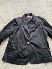 Chico's Women 3/4 Sleeve Shoulder Pads Blazer Jacket Black Size 2 US Size 12 