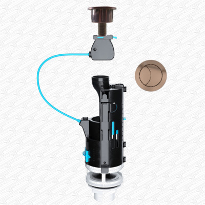 DUAL Spül WC Syphon Ventil Universal & Gebürstetes Kupfer Drucktaste