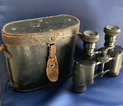 Military Binoculars Antique 1924 Lemaire Fabt Paris W/Case Etched W.T. Risley 