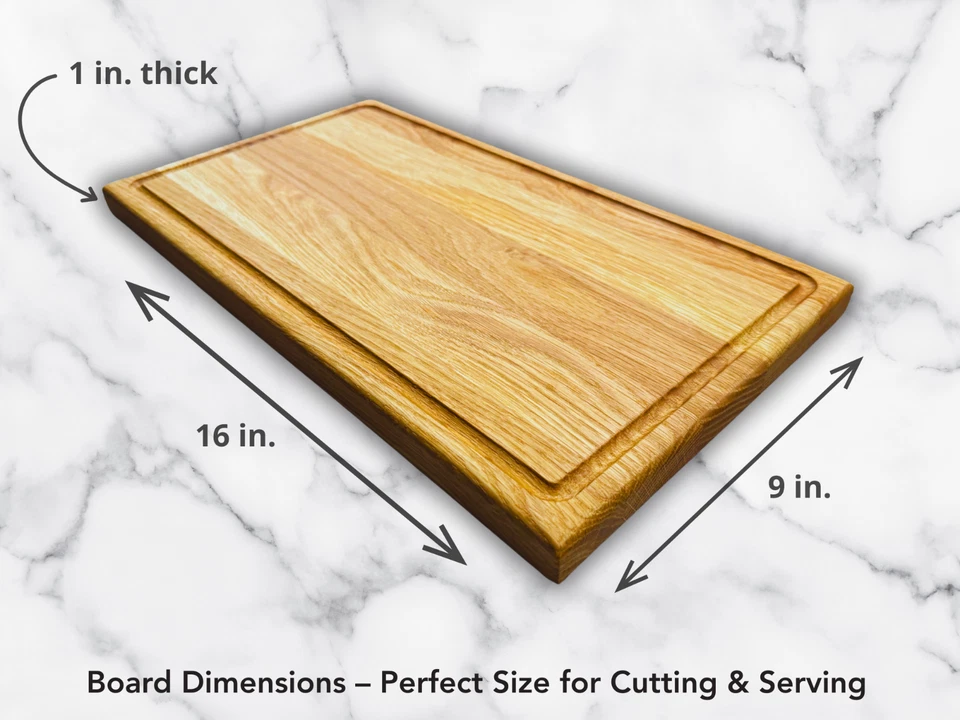 White Oak Cutting Board with Juice Groove: Handmade Charcuterie Board 16x9x1 - Image 3 of 4