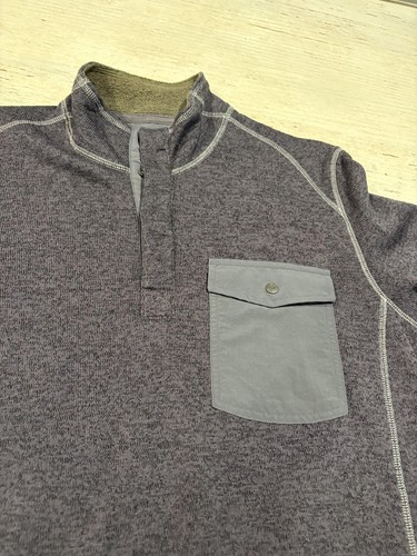 REI Pullover Mens Medium Gray Quarter Snap Fleece Sweater Pocket Outdoors Hiking - Picture 5 of 16