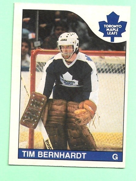 (1) TIM BERNHARDT  1985-86 O-PEE-CHEE # 166 LEAFS ROOKIE GOALIE EX-MT  (N4678)