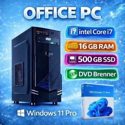  ️ Windows 11 Office-PC | Intel Core i7 | 16 GB RAM | 500 GB SSD | WLAN & DVD