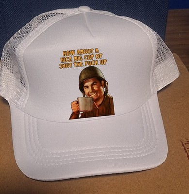 Adjustable Trucker Baseball Hat Cap WHT How About a Big Cup of Shut the F**k Up