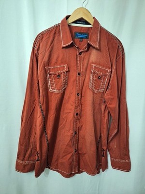 Roar Foundation Men's Button Down Shirt Sz XL Long Sleeve Western Biker Grunge