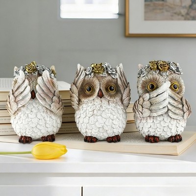 Owl Figurine and Sculpture for Shelf Decors Accent,Wises Owl Statue Home Decors