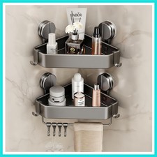 Suction Cup Shower Caddy Corner, 2 Pack Suction Corner Shower Shelves No Dril...