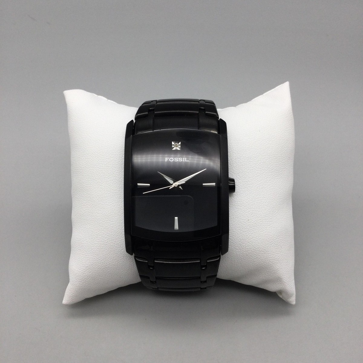 Fossil Zane Mens Watch 34mm Black Stainless Rectangle FS-4159 New