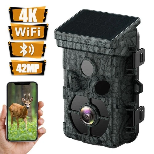 WiFi Bluetooth Solar 4K Trail Game Camera 0.1s Trigger Night Vision Waterproof
