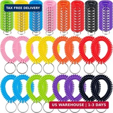 80Pcs Colorful Spring Spiral Wrist Coil Key Chain,Stretchy Keychain Bracelet,Str