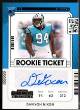 Daviyon Nixon RC Card 2021 Panini Contenders Rookie Autograph #217 