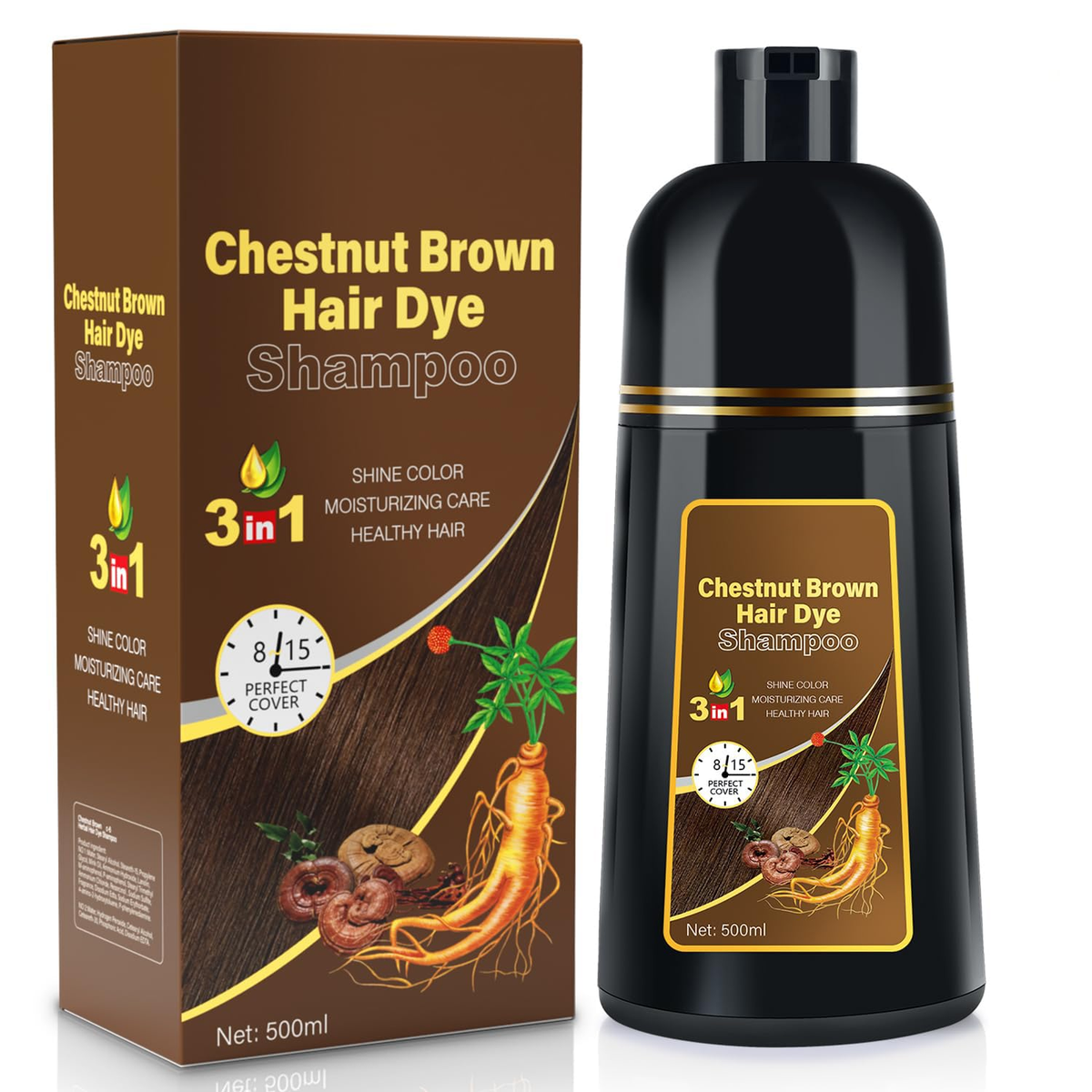 Black Hair Dye Shampoo 3-in-1 | Covers Gray | Herbal | Ammonia