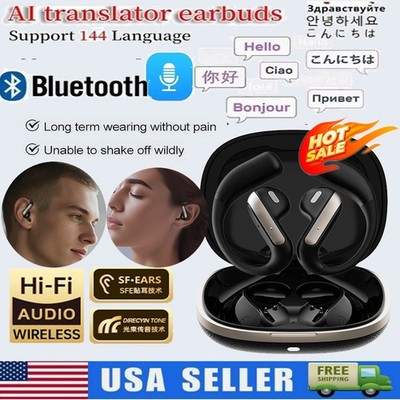 144 Languages Translator Earbuds Real Time Translator Earphones Smart Voice US