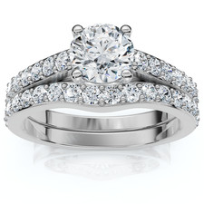 1 kt Jessi Diamant Verlobungsring Ehering Set 14 kt Gold Lab Grown