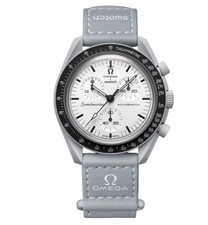 NEW SWATCH x OMEGA MoonSwatch SO33M106 Mission to Moon Grey White Watch