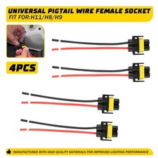 4PCS Wire Pigtail Sockets H11 H8 H9 Two Harness Fog Light Bulb Easy installation