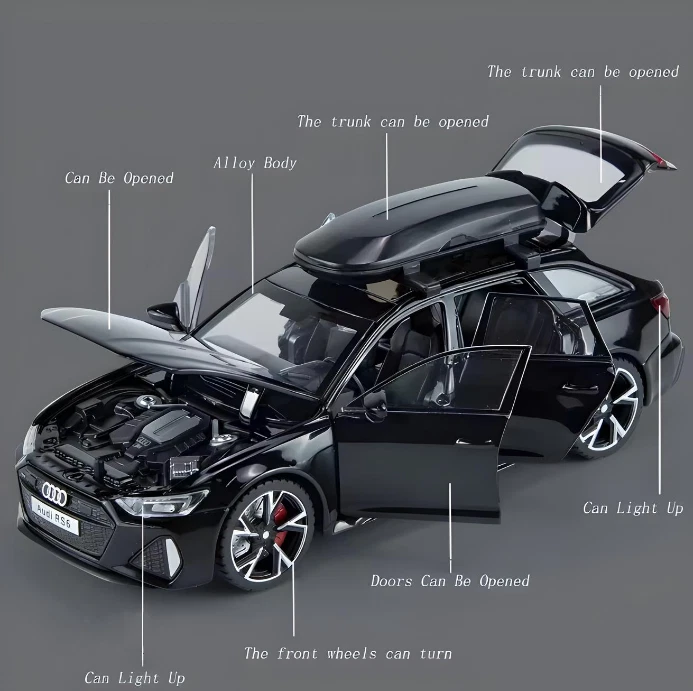 ✅Audi RS6 1/32 Spielzeugmodell mit Sound | Audi RS6 1/32 toy model with sound DE - Bild 2 von 4