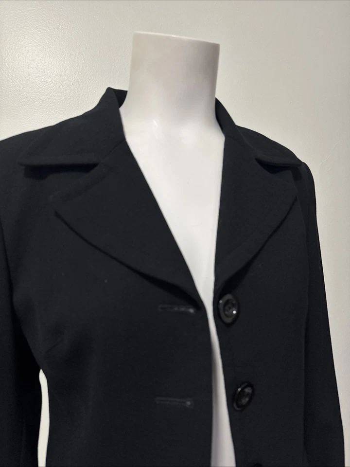 Blazer/chaqueta Bebe para mujer negra con muescas solapa botón delantero ajuste a medida talla 4 Foto 2 de 4