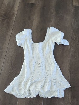 Jonathan Simkhai Dress Meg Puff Sleeve White Size 6
