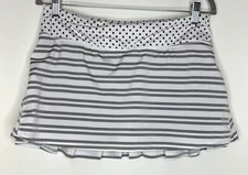 Lululemon Women's Skort 8 Run: Pace Setter Gray Striped Dot Pleated Tennis Skirt