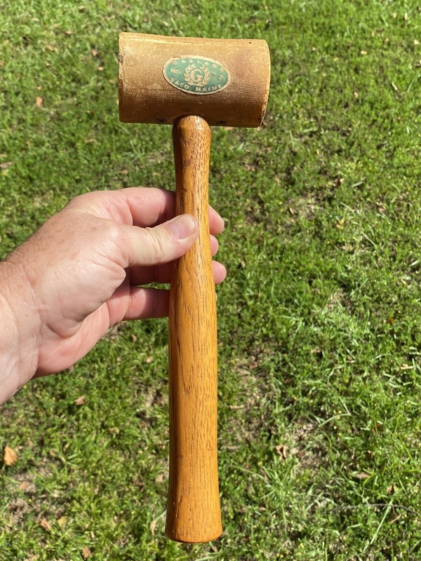 VINTAGE GARLAND #4 SACO MAINE RAWHIDE LEATHER WORK ASSEMBLY CRAFT MALLET HAMMER