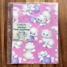 Rare Vintage Sweet Kitten Wrapping Paper Collectible Gift Wrap - Single Sheet