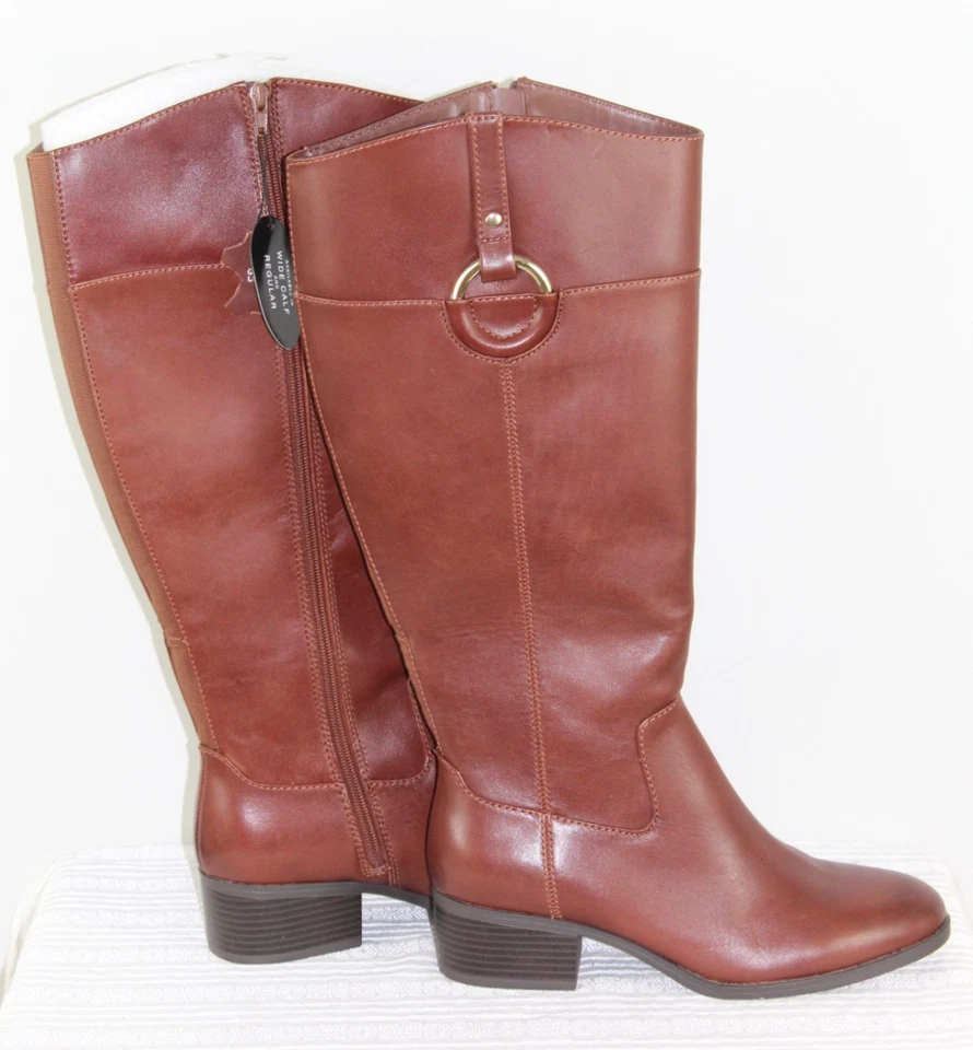 Alfani Women's Bexleyy Leather Boot 9.5 Wide Calf Cognac NWB - Image 4 of 4