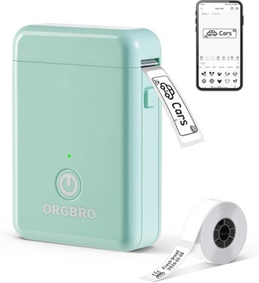 Etikettendrucker Mini Bluetooth Selbstklebend Tragbar für iOS Android Grün Büro