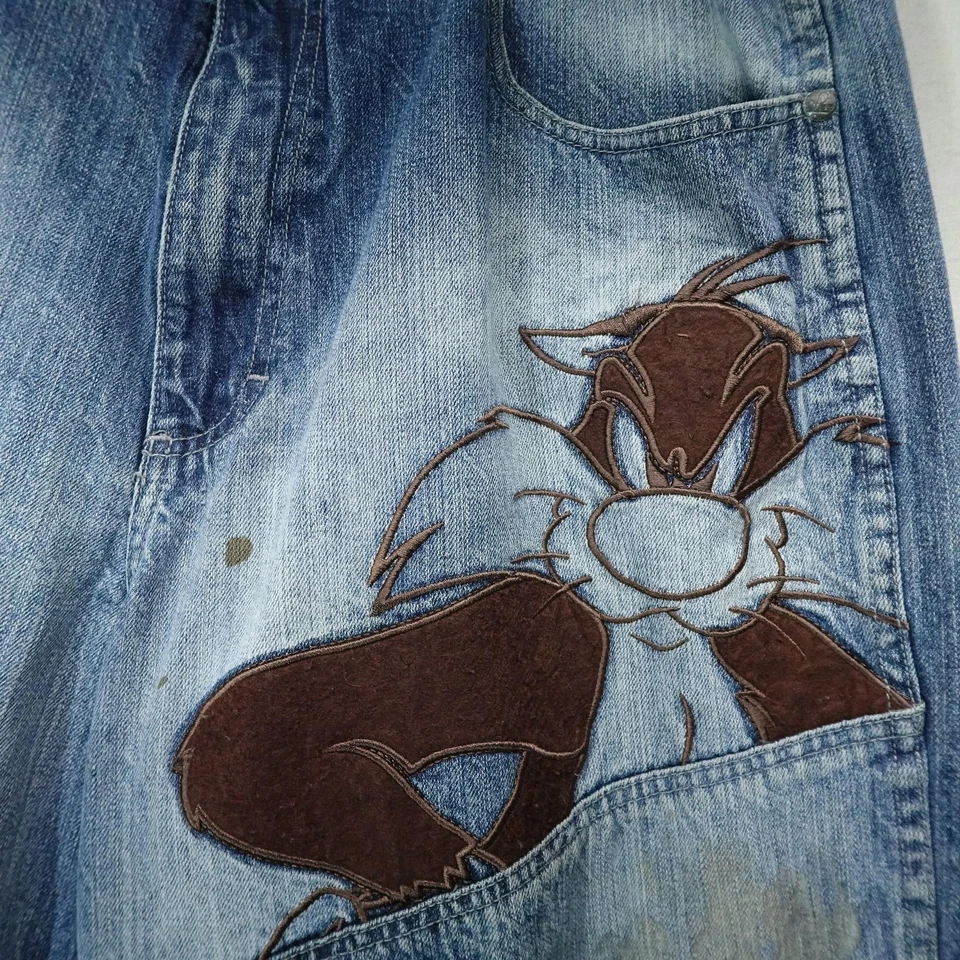 Vintage Lot 29 Luxe Jeans Mens 34x32 Blue Tasmanian Devil Looney Tunes Y2K - Image 4 of 4