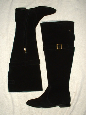 Women's Colin Stuart Black Suede Flat Fashion Boots 7B