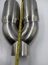 5 Inlet Dual Exhaust Tip Polished Stainless Steel Diesel Truck Y Pipe 17 5 Inlet Dual Exhaust Tip Polished Stainless Steel Diesel Truck Y Pipe 17