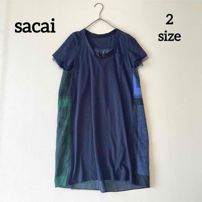 Sakai Cut & Sew Dress Linen Bandana Pattern Knee-Length Made in Japan Green Blue