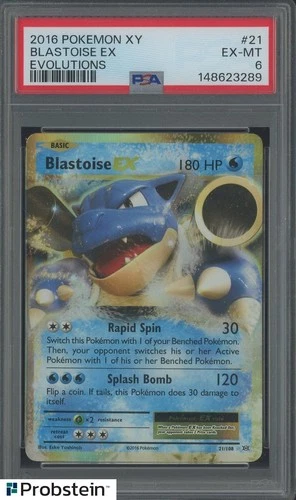 2016 Pokemon XY Evolutions #21 Blastoise Ex PSA 6 EX-MT