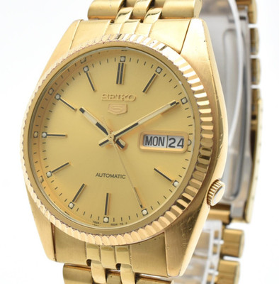 Vintage [N NEUWERTIG-] SEIKO 5 7S26-0500 Gold Dial Day Date Automatic Mens...