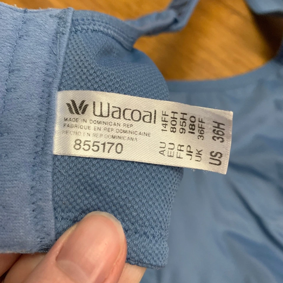 Sujetador deportivo con aros Wacoal 855170 Simone figura completa azul para mujer talla 36H Foto 4 de 4