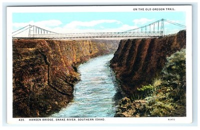 Vintage Hansen Bridge Snake River Idaho Old Oregon Trail Postcard