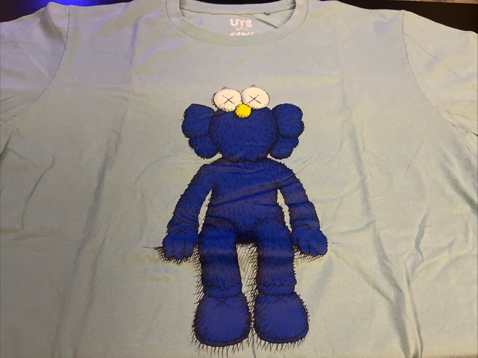 Kaws x Uniqlo BFF Sesame Street Cookie Monster Blue T-Shirt Men's XL