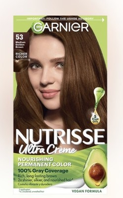 Garnier Nutrisse Ultra Crème Permanent Hair Dye Medium Golden Brown Vegan.