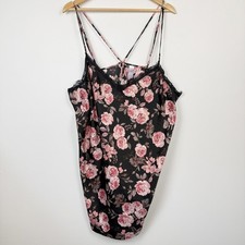 Secret Treasures Chemise Nightgown Womens 2X Black Pink Floral Satin