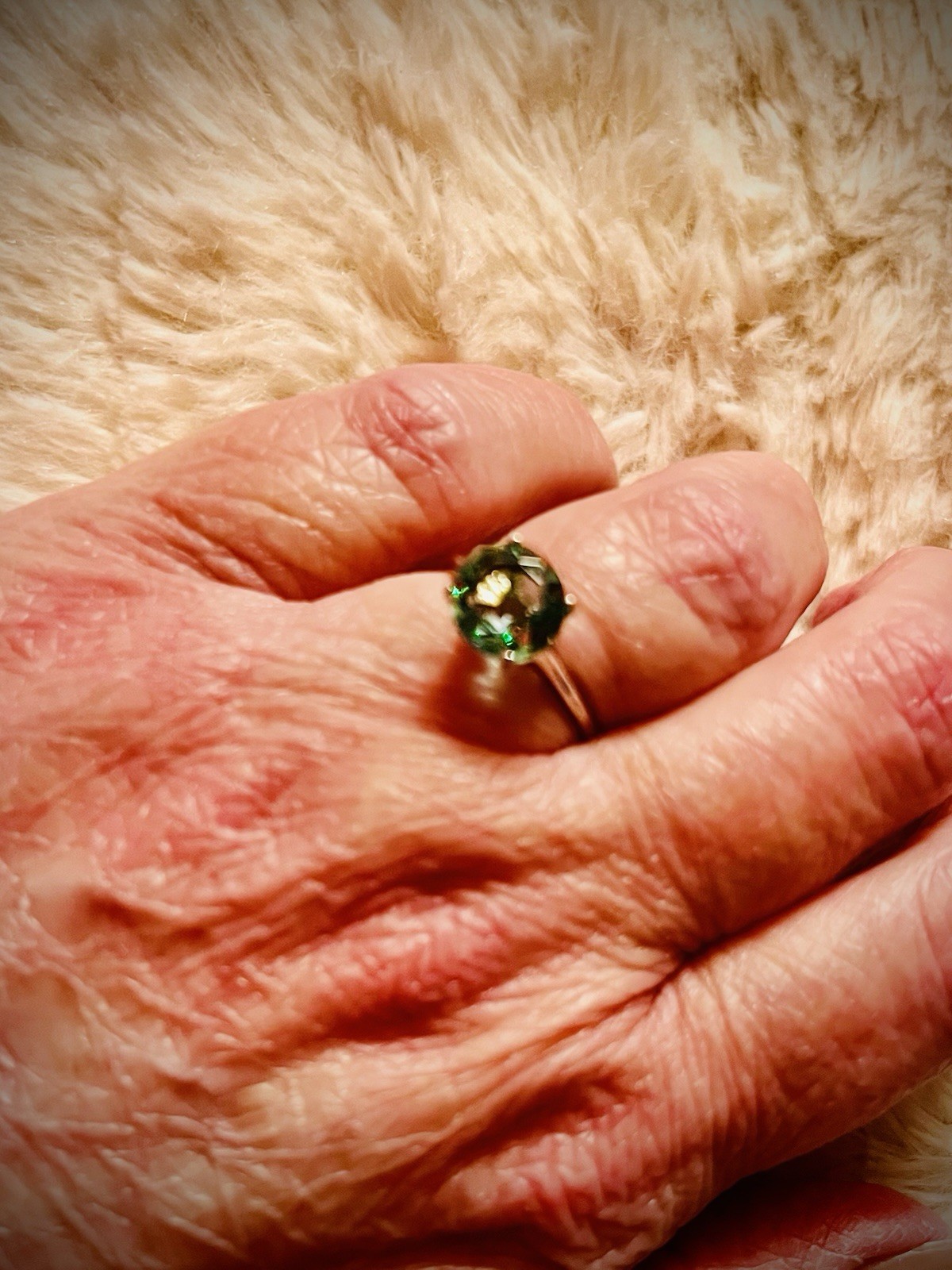 Green Flourite Solitaire Ring in solid 10k white … - image 6